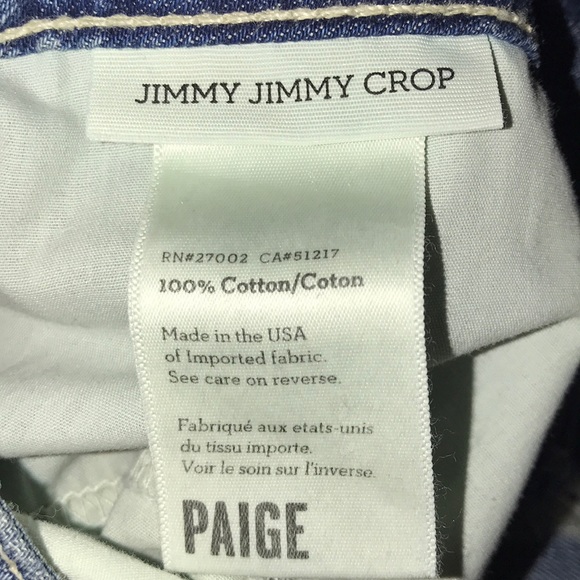 Paige Jimmy Jimmy Crop Distressed Jeans Size 32 - Picture 9 of 10